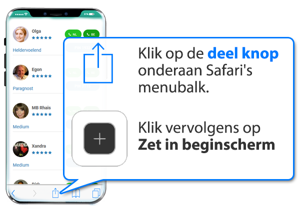 iphone en ipad: Paragnostenrotterdam.nl als app instellen op Mobiel
